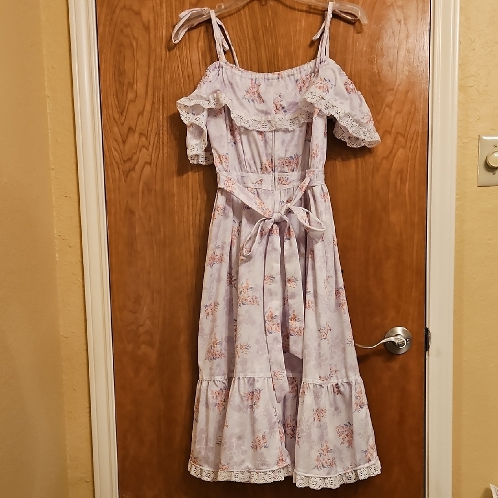1970s Vintage Handmade Floral Ruffle Gunne Sax Style Dress - Picture 3 of 6